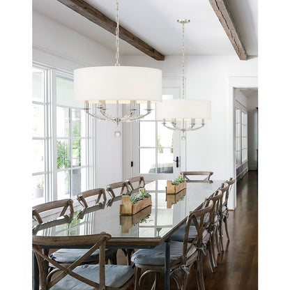 6 Light Chandelier, Polished Nickel