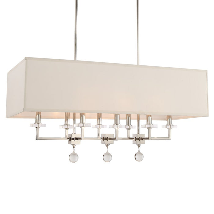 Crystorama Paxton 8 Light Linear Chandelier, Polished Nickel