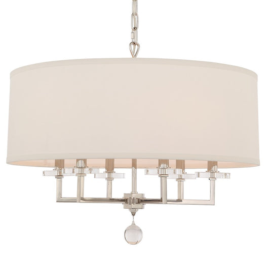 6 Light Chandelier, Polished Nickel