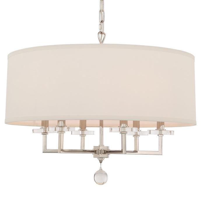 Crystorama Paxton 6 Light Chandelier, Polished Nickel