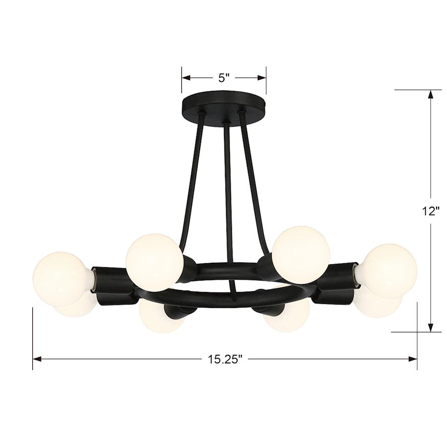 Crystorama Dakota 8 Light Ceiling Mount, Black