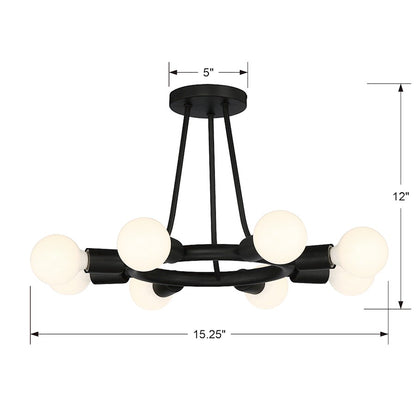 Crystorama Dakota 8 Light Ceiling Mount, Black