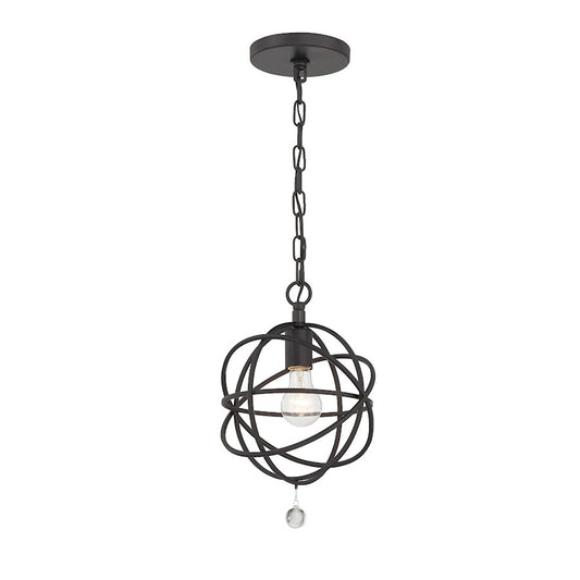 Crystorama Solaris 1 Light Pendant, Black - 9220-BK