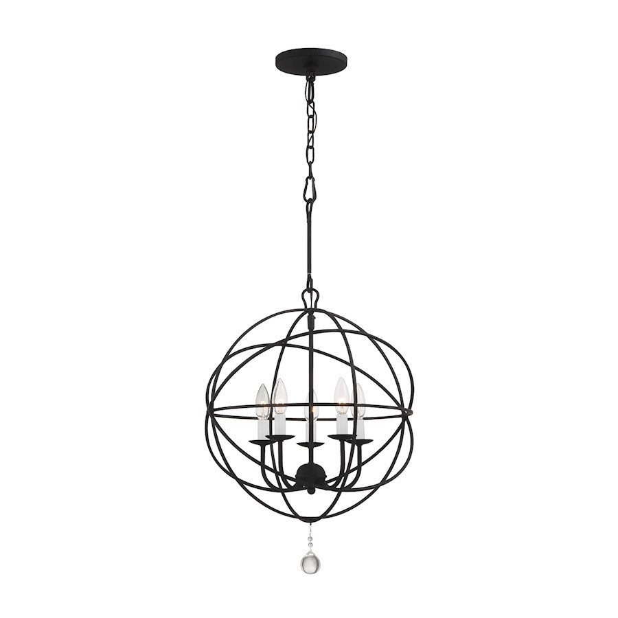 Crystorama Solaris 5 Light Mini Chandelier, Black - 9224-BK