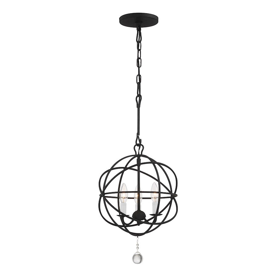 Crystorama Solaris 3 Light Mini Chandelier, Black - 9225-BK