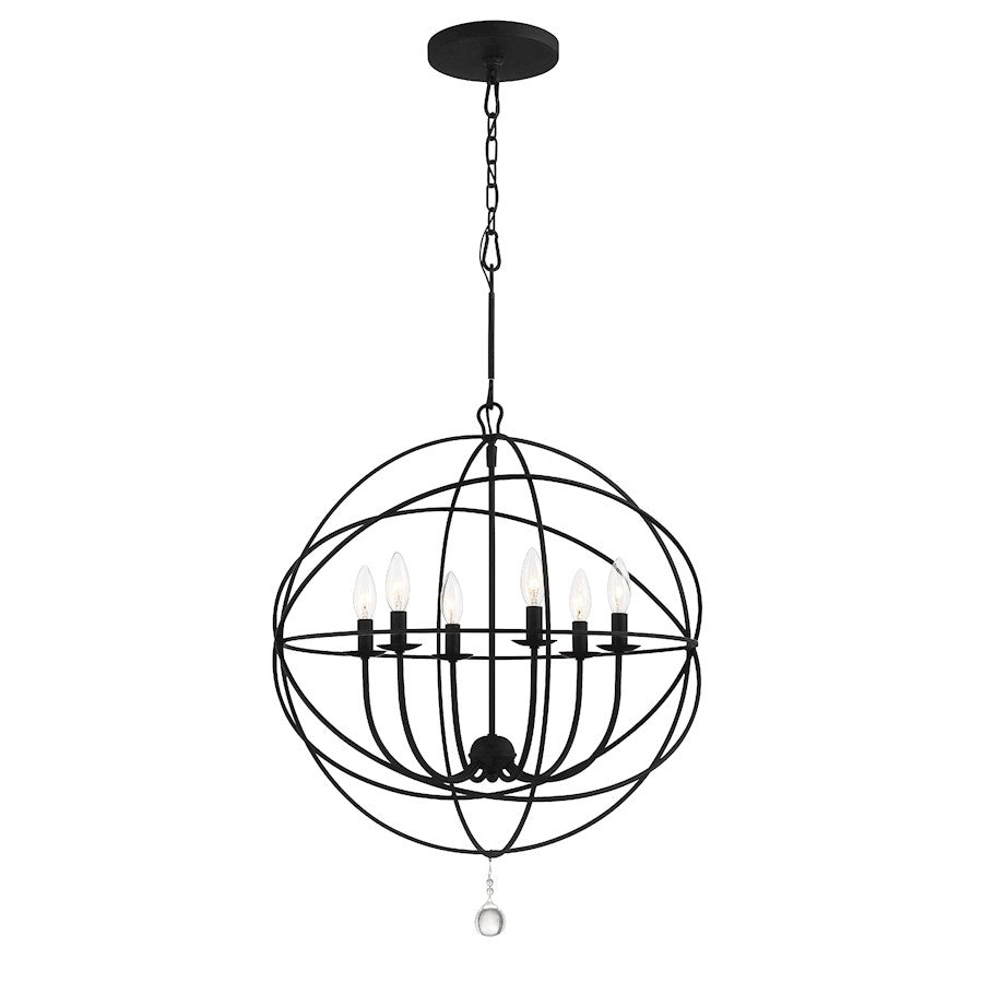 Crystorama Solaris 6 Light Chandelier, Black - 9228-BK