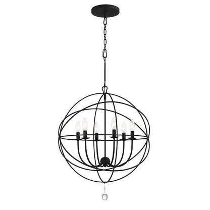 Crystorama Solaris 6 Light Chandelier, Black - 9228-BK