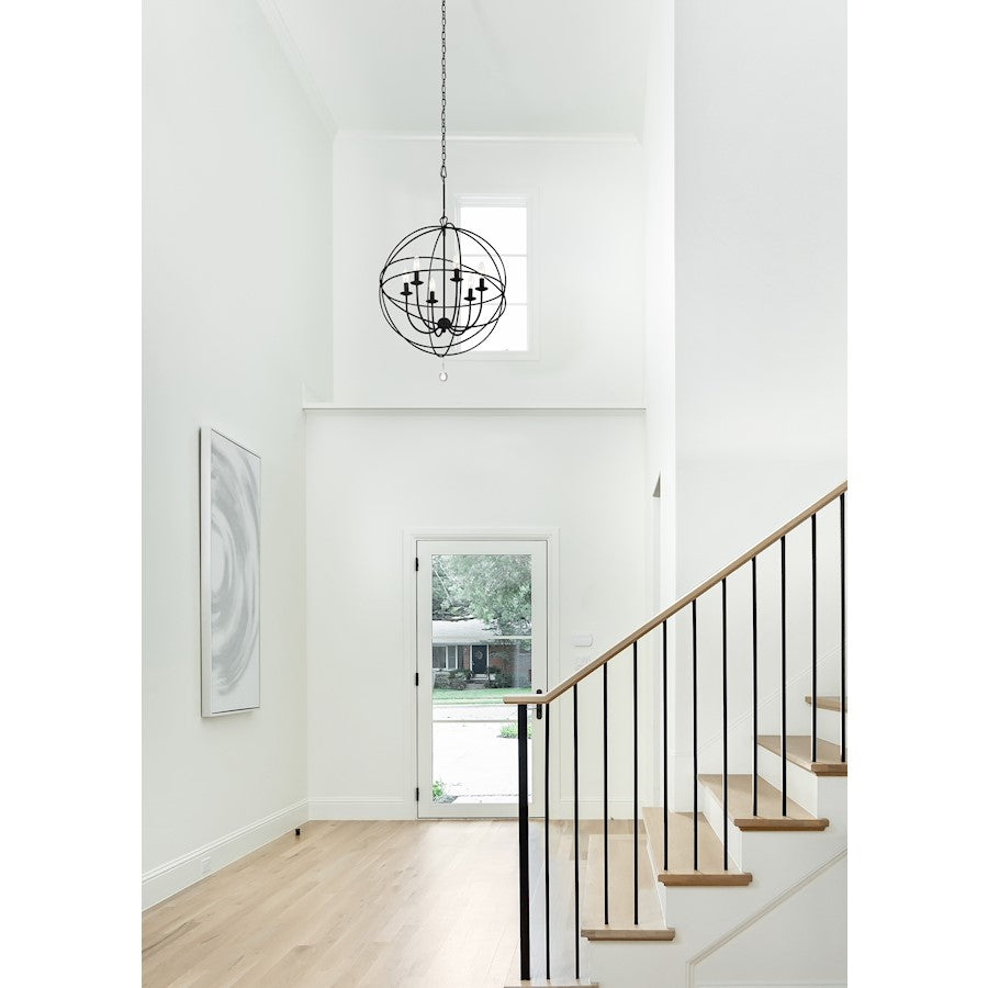 6 Light Chandelier, Black9228-Bk