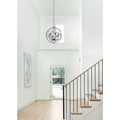 6 Light Chandelier, Black9228-Bk