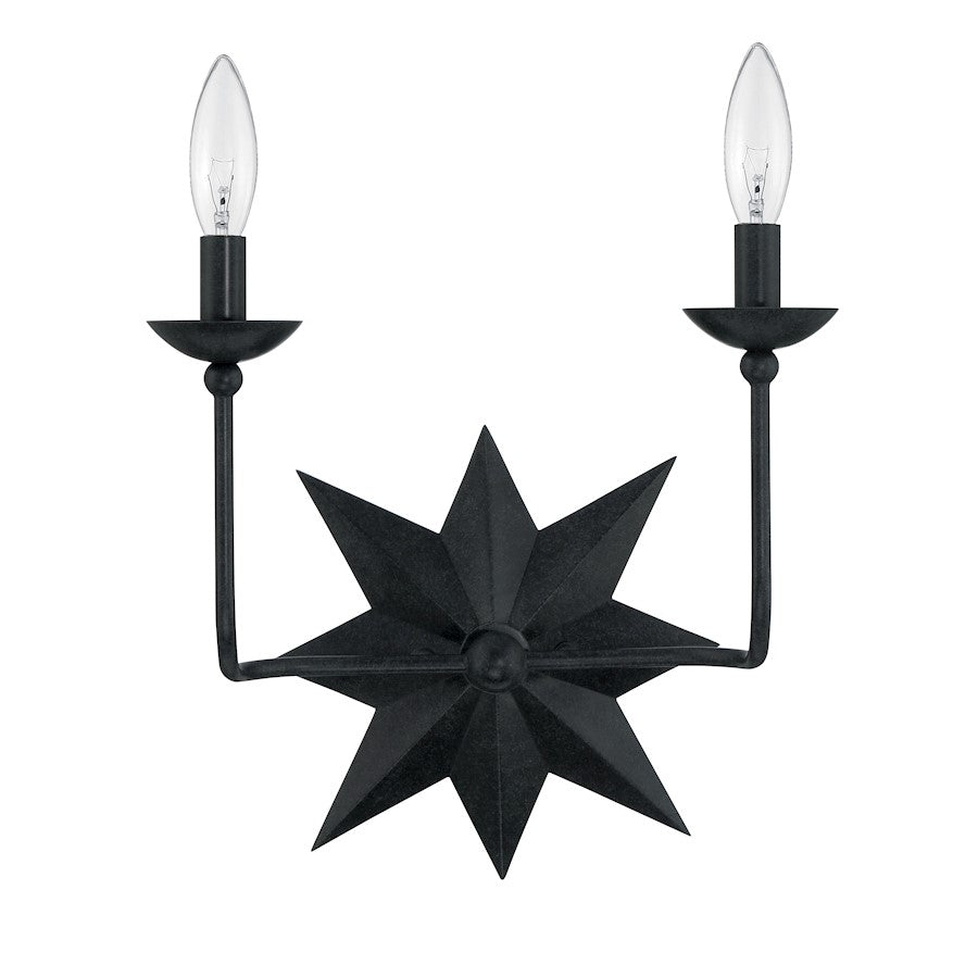 Crystorama Astro 2 Light Wall Mount, Black - 9232-BK