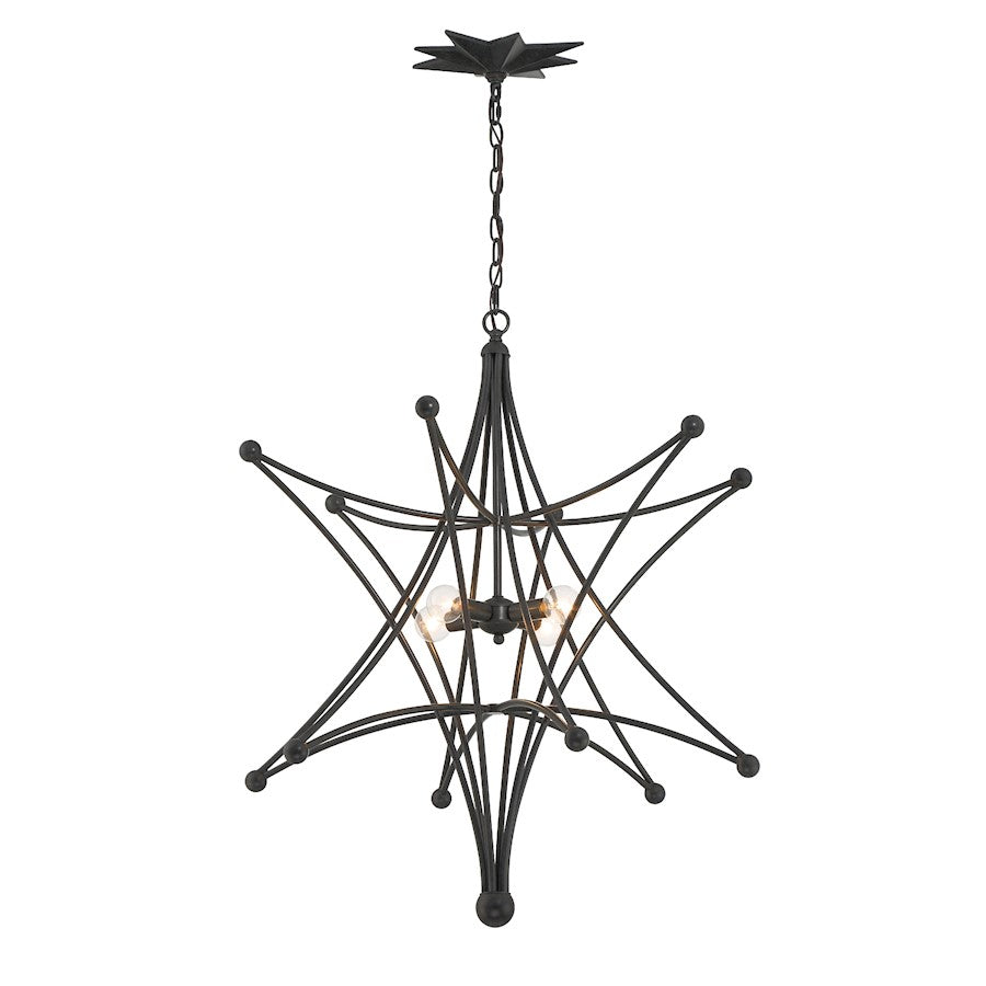 Crystorama Astro 4 Light Chandelier, Black - 9236-BK