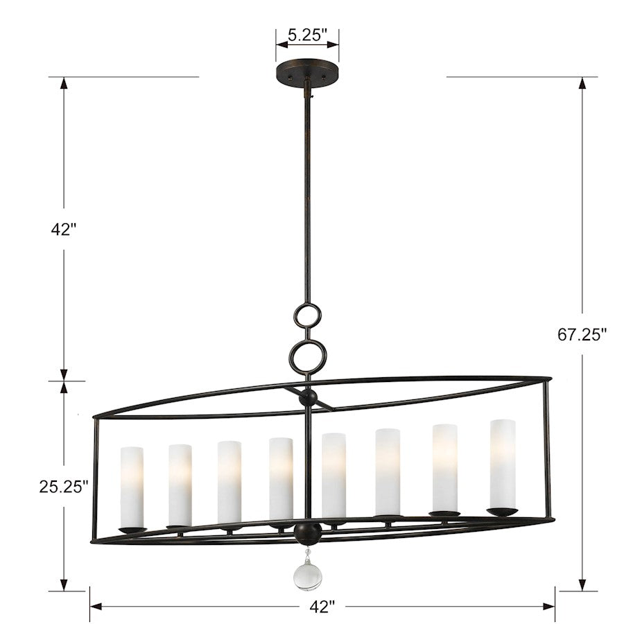 8 Light Chandelier, English Bronze