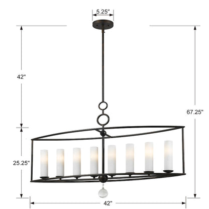 8 Light Chandelier, English Bronze