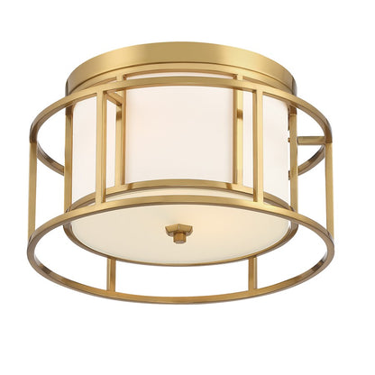 Crystorama Hulton 2 Light Flush Mount, Luxe Gold/White