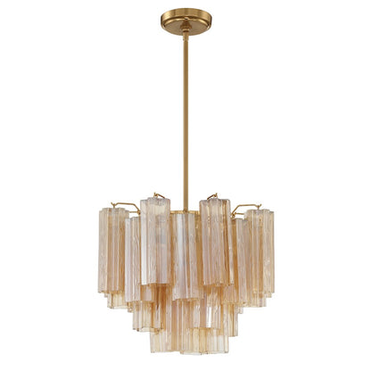 Crystorama Addis 4 Light Chandelier, Brass/Tronchi Glass Amber - ADD-300-AG-AM