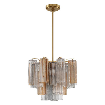 Crystorama Addis 4 Light Chandelier, Brass/Tronchi Glass Autumn - ADD-300-AG-AU