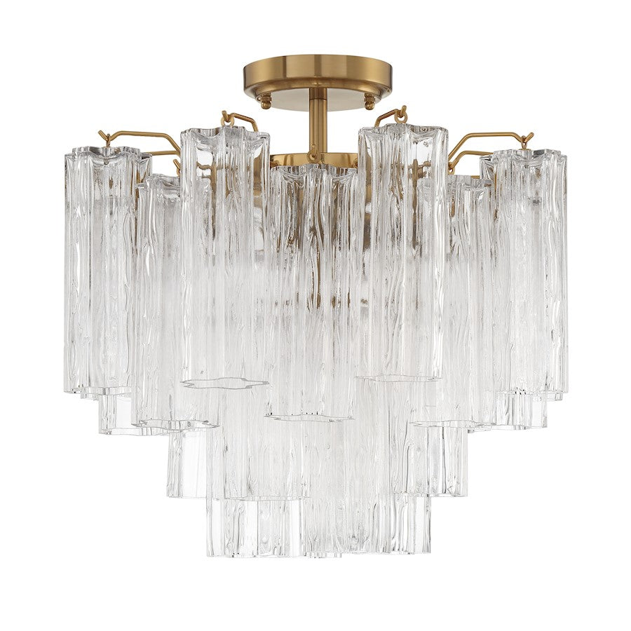 Crystorama Addis 4 Lt Semi Flush, Brass/Tronchi Clear - ADD-300-AG-CL-CEILING