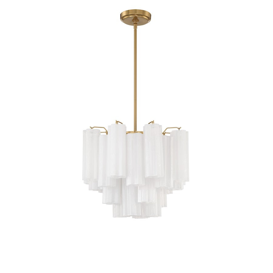 Crystorama Addis 4 Light Chandelier, Brass/Tronchi Glass White - ADD-300-AG-WH