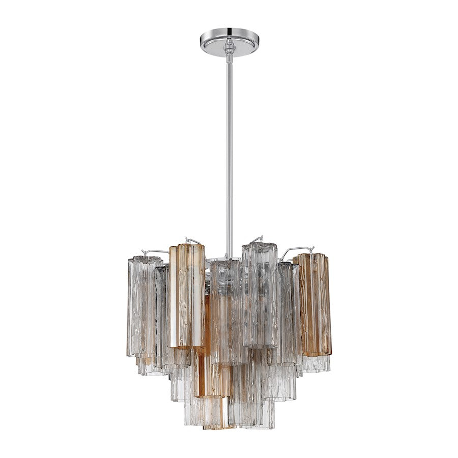 Crystorama Addis 4 Light Chandelier, Chrome/Tronchi Glass Autumn - ADD-300-CH-AU