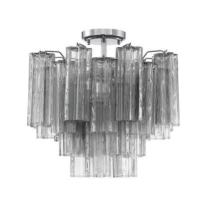 Crystorama Addis 4 Lt Semi Flush, Chrome/Tronchi Smoke - ADD-300-CH-SM-CEILING