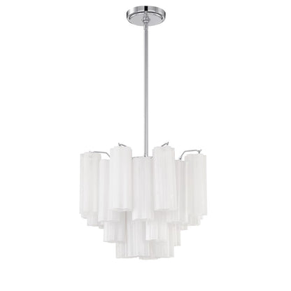 Crystorama Addis 4 Light Chandelier, Chrome/Tronchi Glass White - ADD-300-CH-WH