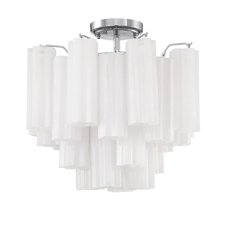 Crystorama Addis 4 Lt Semi Flush, Chrome/Tronchi White - ADD-300-CH-WH-CEILING