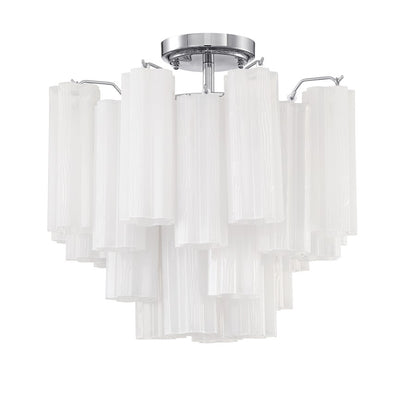 Crystorama Addis 4 Lt Semi Flush, Chrome/Tronchi White - ADD-300-CH-WH-CEILING