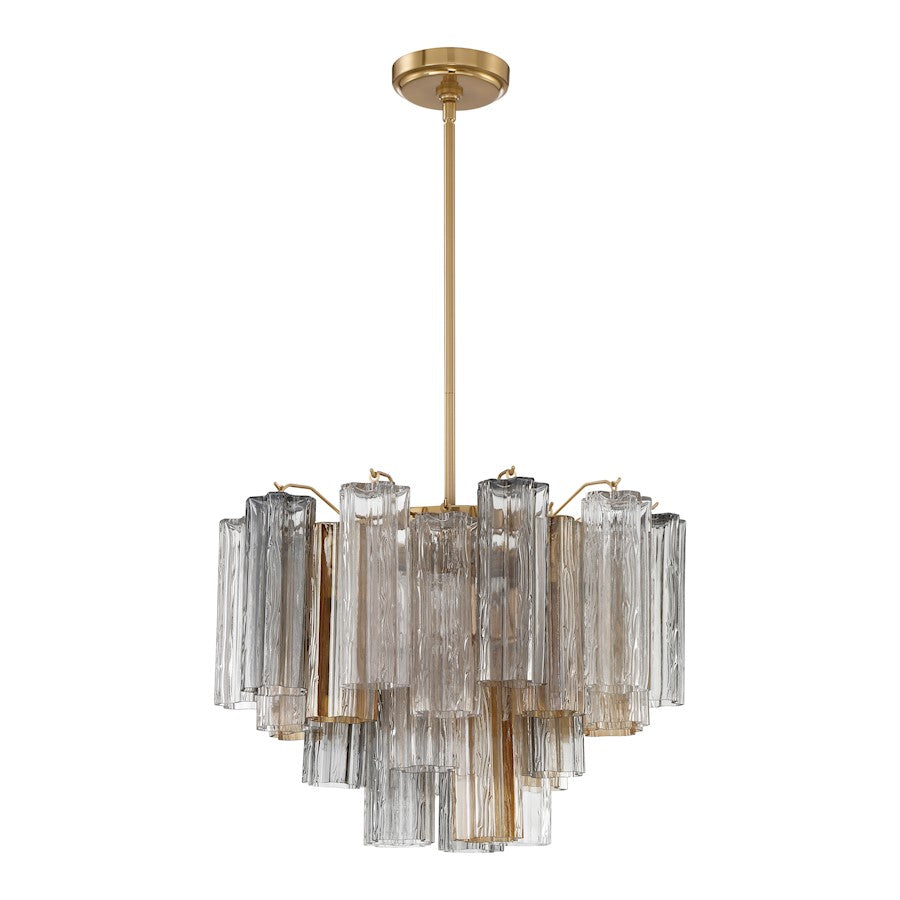 Crystorama Addis 6 Light Chandelier, Brass/Tronchi Glass Autumn - ADD-306-AG-AU