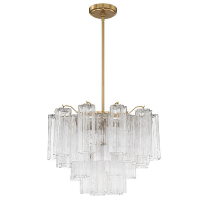 Crystorama Addis 6 Light Chandelier, Brass/Tronchi Glass Clear - ADD-306-AG-CL