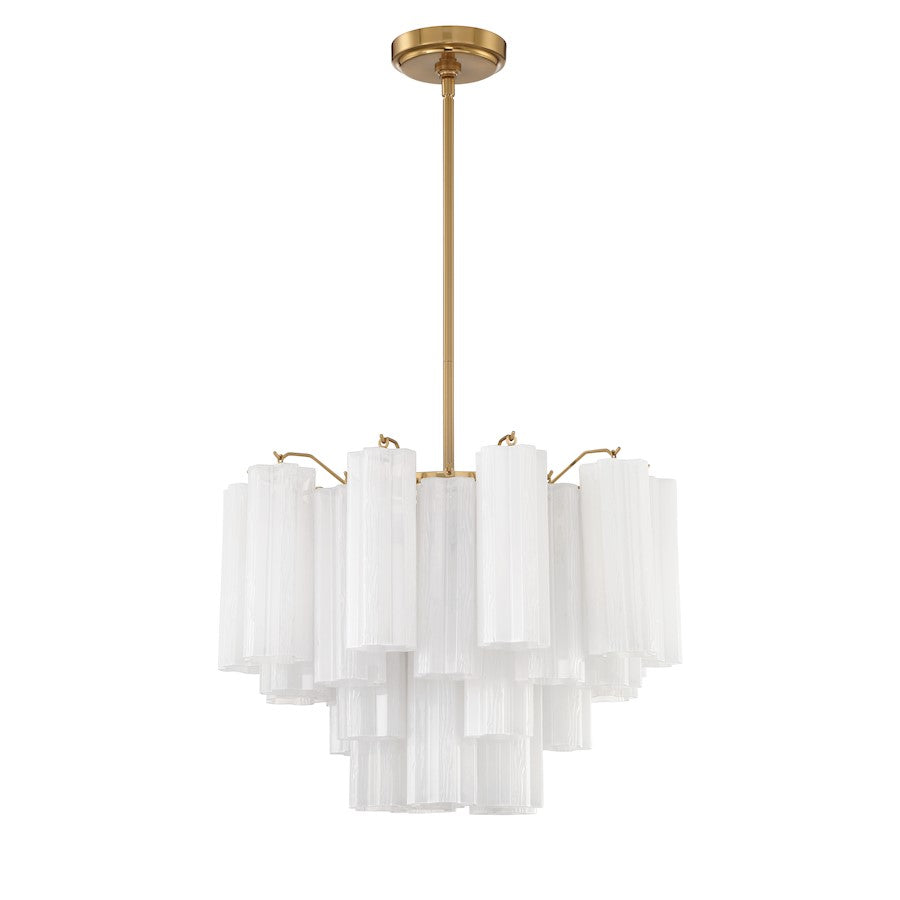 Crystorama Addis 6 Light Chandelier, Brass/Tronchi Glass White - ADD-306-AG-WH