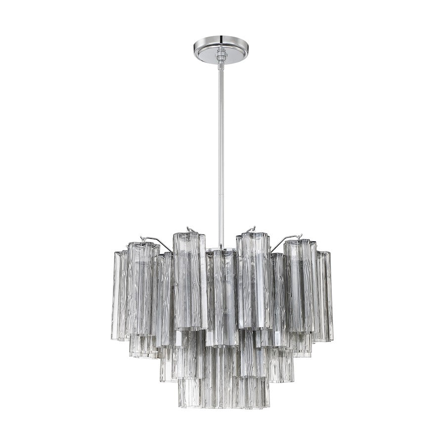 Crystorama Addis 6 Light Chandelier, Chrome/Tronchi Glass Smoke - ADD-306-CH-SM