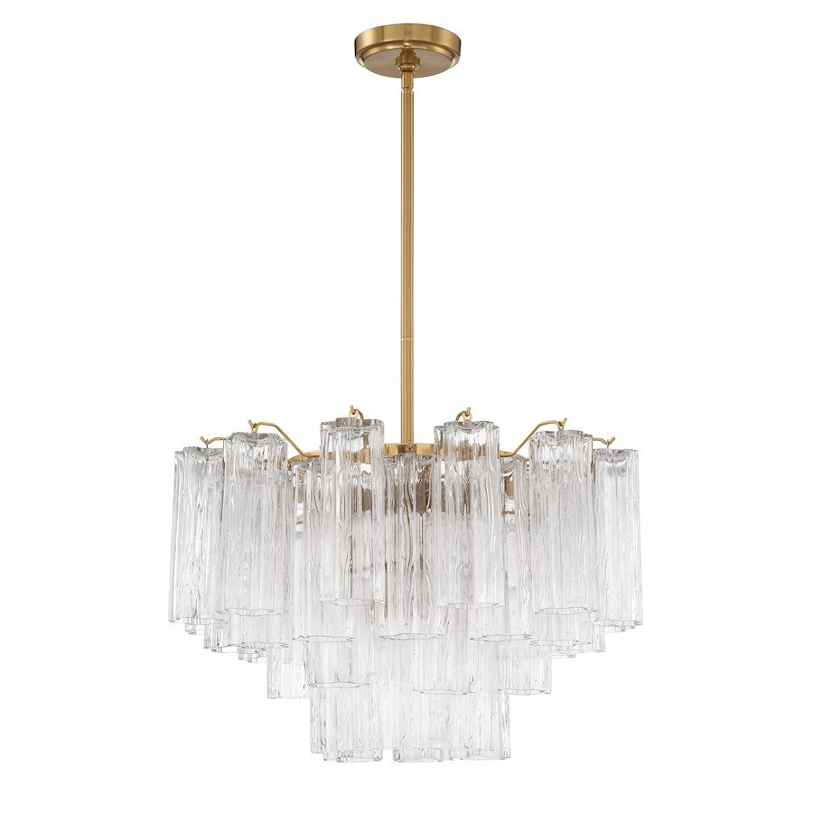 Crystorama Addis 9 Light Chandelier, Brass/Tronchi Glass Clear - ADD-308-AG-CL