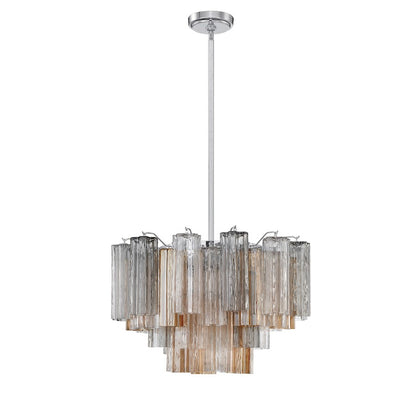 Crystorama Addis 9 Light Chandelier, Chrome/Tronchi Glass Autumn - ADD-308-CH-AU