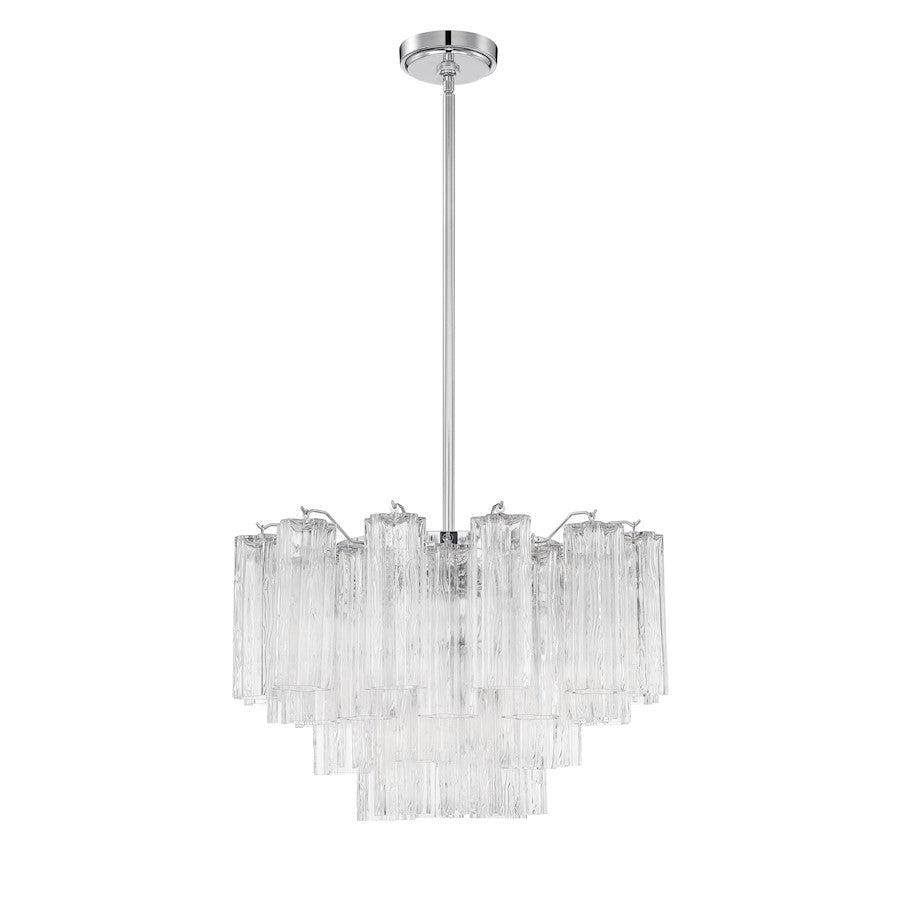 Crystorama Addis 9 Light Chandelier, Chrome/Tronchi Glass Clear - ADD-308-CH-CL