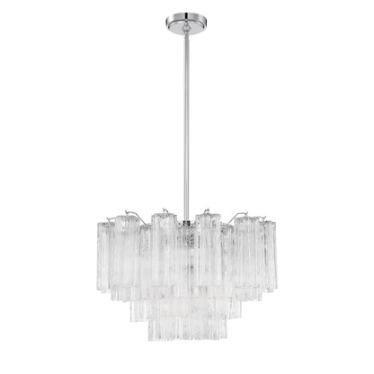 Crystorama Addis 9 Light Chandelier, Chrome/Tronchi Glass Clear - ADD-308-CH-CL