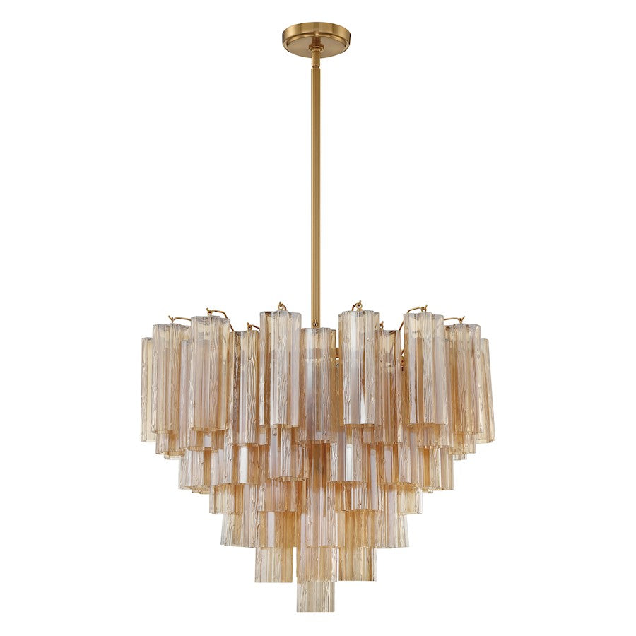 Crystorama Addis 12 Light Chandelier, Brass/Tronchi Glass Amber - ADD-312-AG-AM