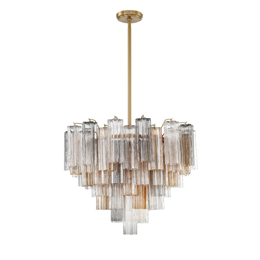 Crystorama Addis 12 Light Chandelier, Brass/Tronchi Glass Autumn - ADD-312-AG-AU