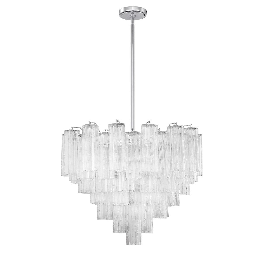 Crystorama Addis 12 Light Chandelier, Chrome/Tronchi Glass Clear - ADD-312-CH-CL