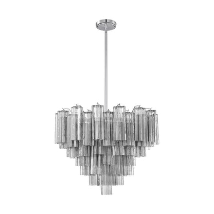 Crystorama Addis 12 Light Chandelier, Chrome/Tronchi Glass Smoke - ADD-312-CH-SM