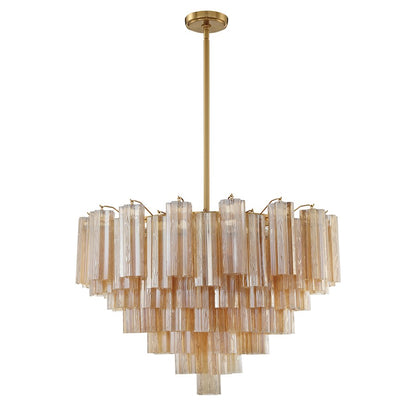 Crystorama Addis 16 Light Chandelier, Brass/Tronchi Glass Amber - ADD-316-AG-AM