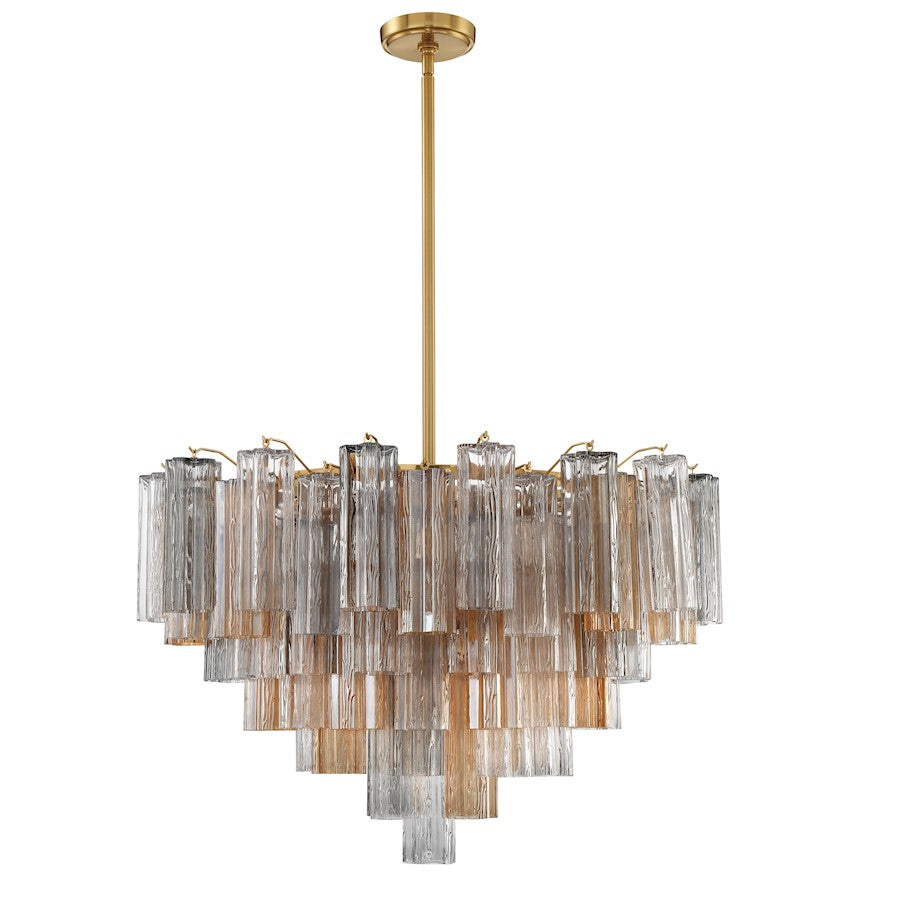 Crystorama Addis 16 Light Chandelier, Brass/Tronchi Glass Autumn - ADD-316-AG-AU