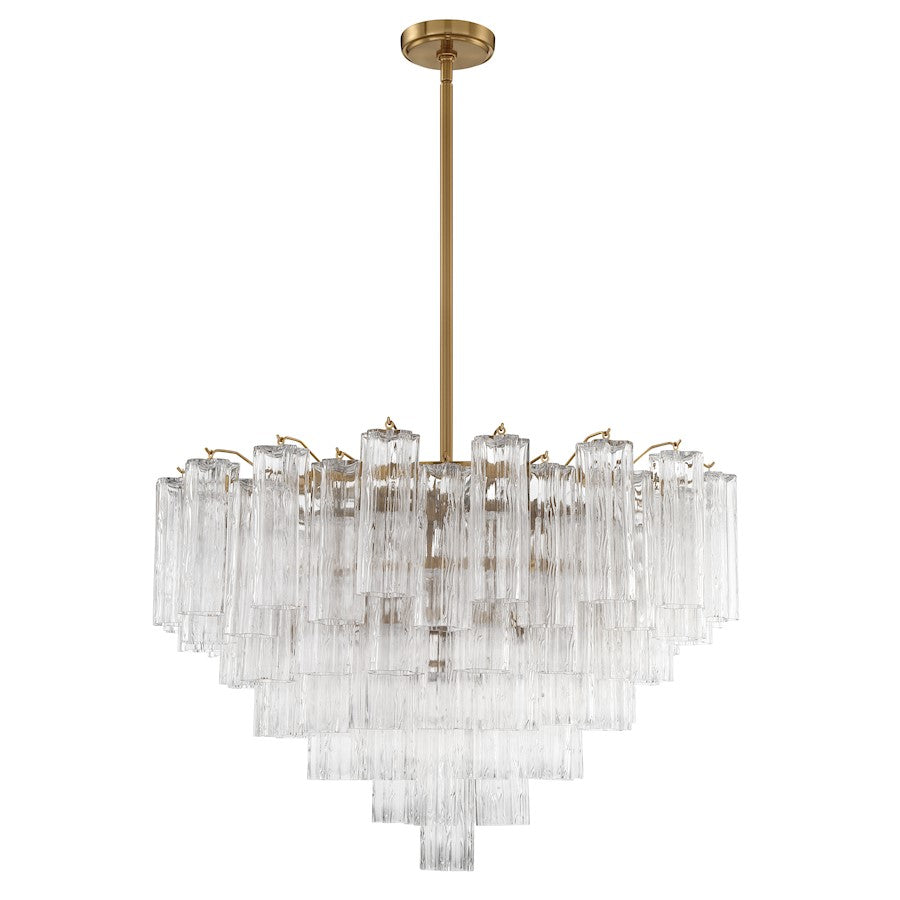 Crystorama Addis 16 Light Chandelier, Brass/Tronchi Glass Clear - ADD-316-AG-CL