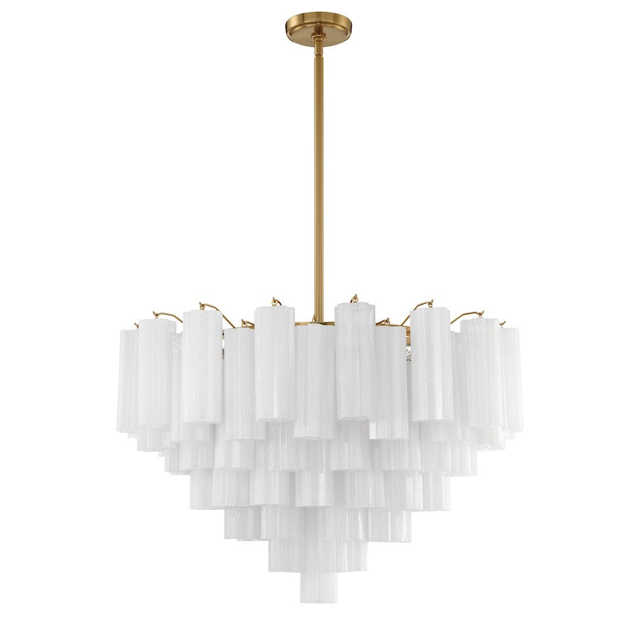 Crystorama Addis 16 Light Chandelier, Brass/Tronchi Glass White - ADD-316-AG-WH