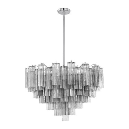 Crystorama Addis 16 Light Chandelier, Chrome/Tronchi Glass Smoke - ADD-316-CH-SM