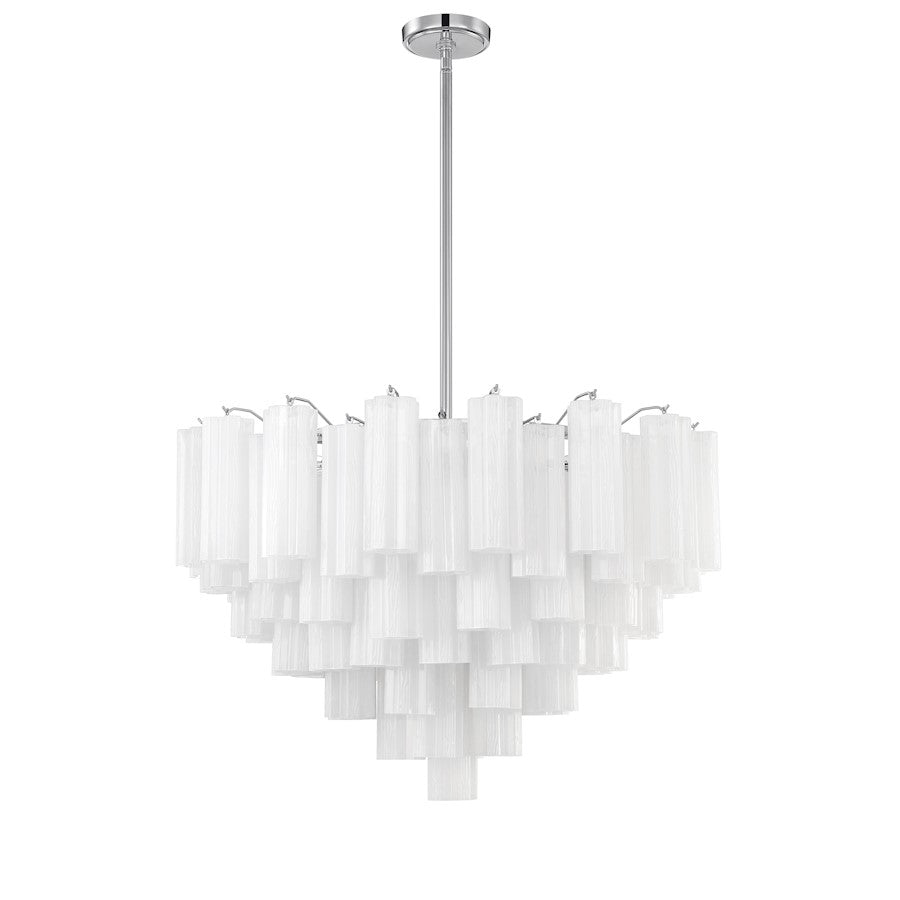 Crystorama Addis 16 Light Chandelier, Chrome/Tronchi Glass White - ADD-316-CH-WH