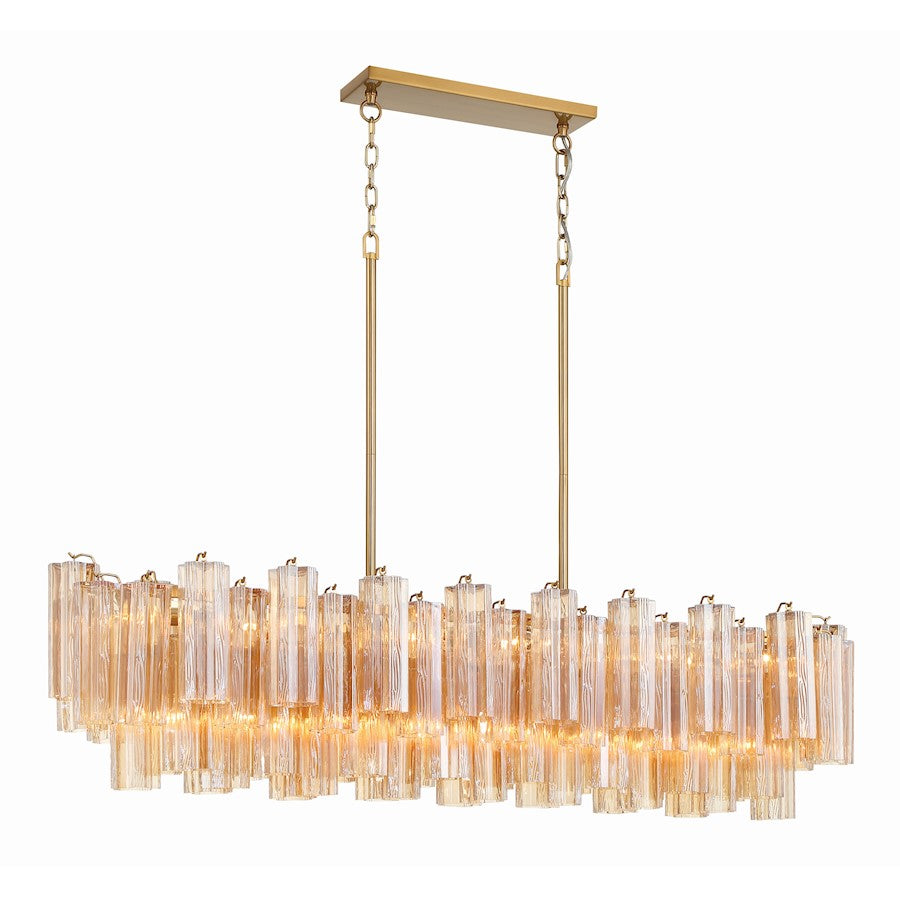 14 Light Chandelier, Aged Brass