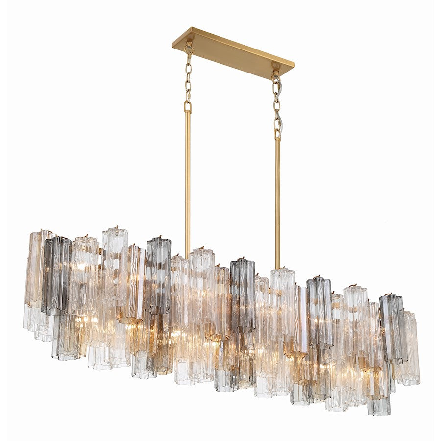 14 Light Chandelier, Aged Brass