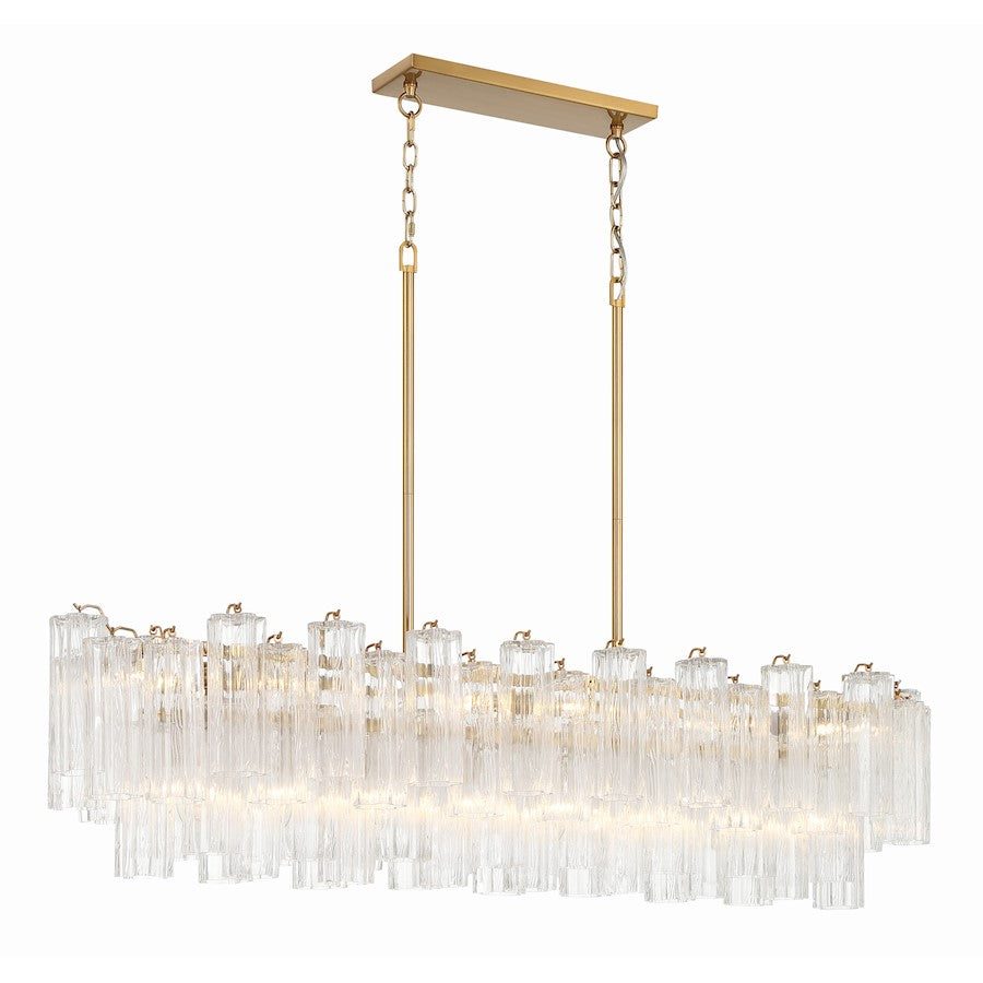 14 Light Chandelier, Aged Brass