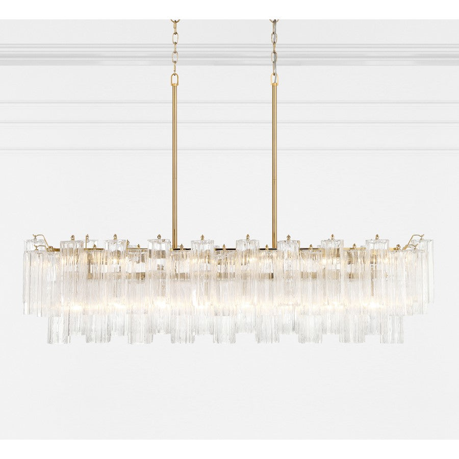 14 Light Chandelier, Aged Brass