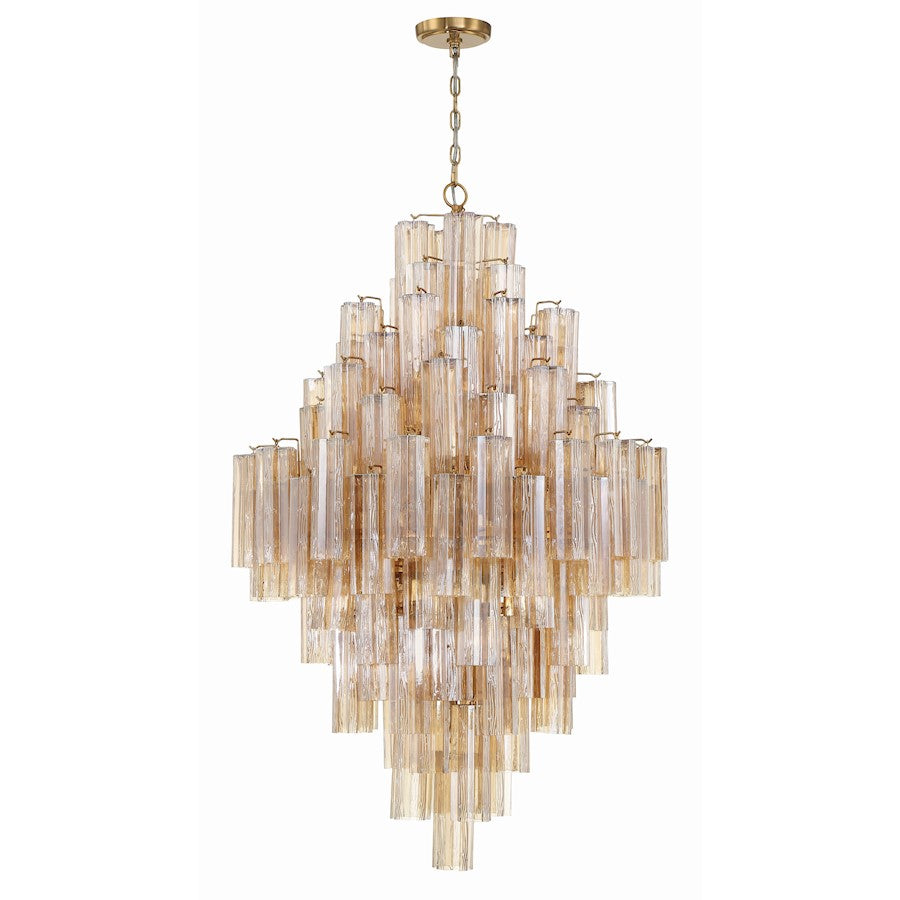 20 Light Chandelier, Aged Brass